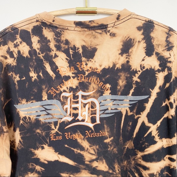 HARLEY DAVIDSON Bleached Tie Dye Graphic Tee L - Picture 4 of 5